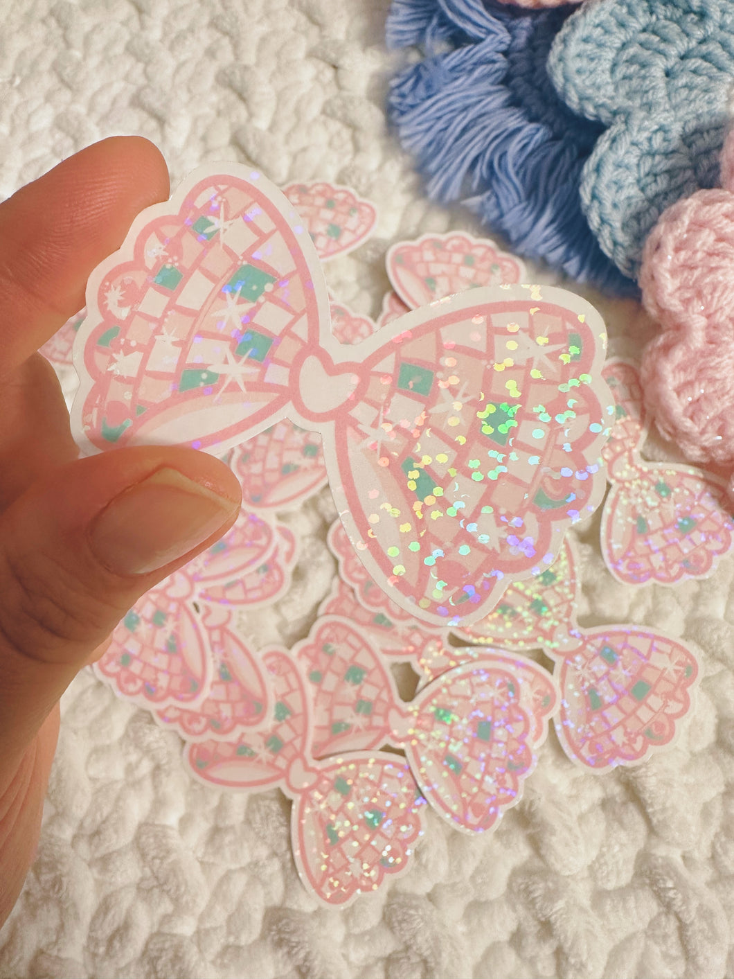 Disco Beary HNIS Bow - Holographic Glitter Weatherproof Sticker