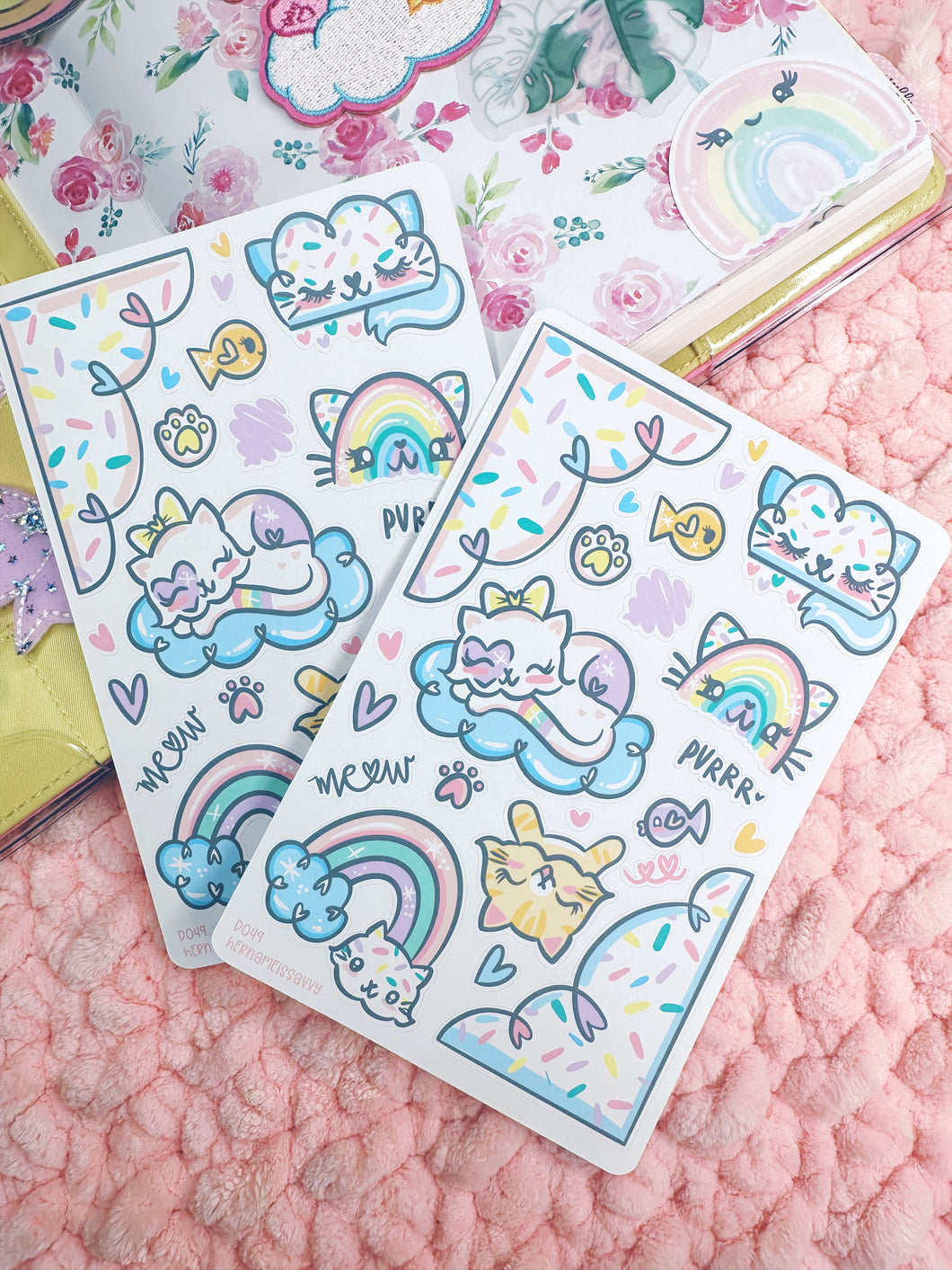 D049 - Rainbow Kitty Deco Sticker Sheet