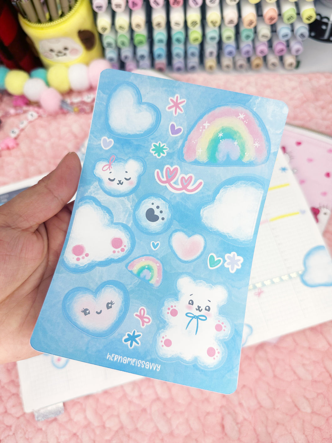 D048 - Cloudy Bears Deco Sticker Sheet