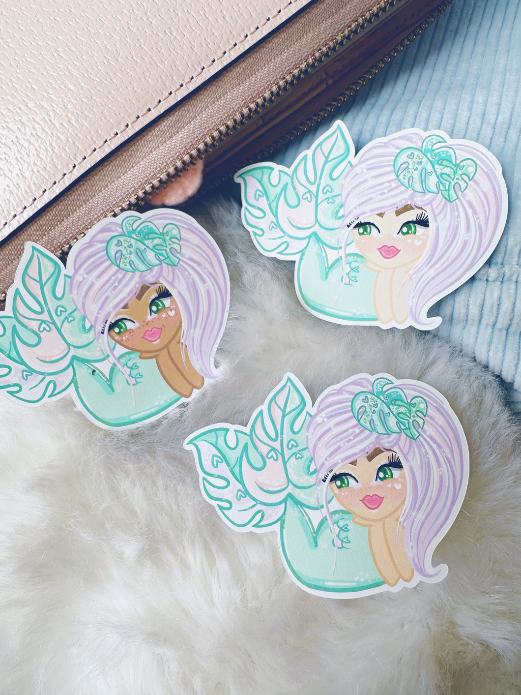 Monstera Mermaid Chibi Sticker