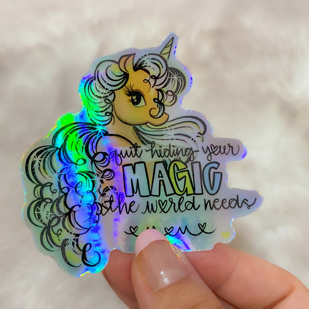 Quit Hiding Your Magic Holographic Vinyl || Ready To Ship || hernameisSavvy || Planner Stickers || handlettered
