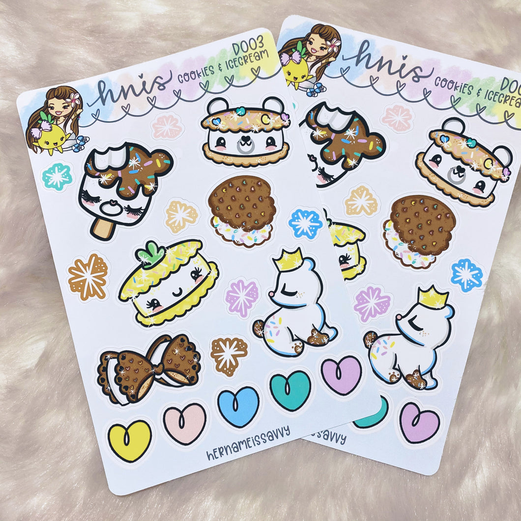D003 - Cookies + Icecream Deco Sticker Sheet