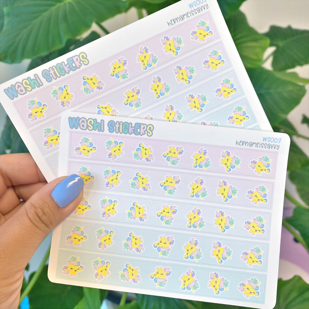 WS003 - Rainbow Unicorn Piha Washi Strips Sticker Sheet