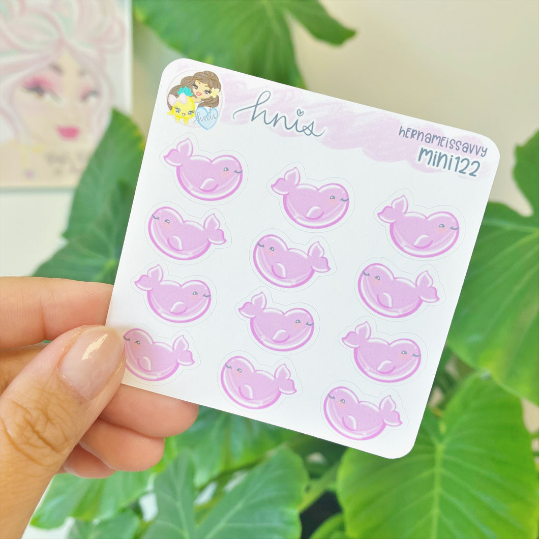 MINI122 - Purple Whale Jelly Bean Sticker Sheet