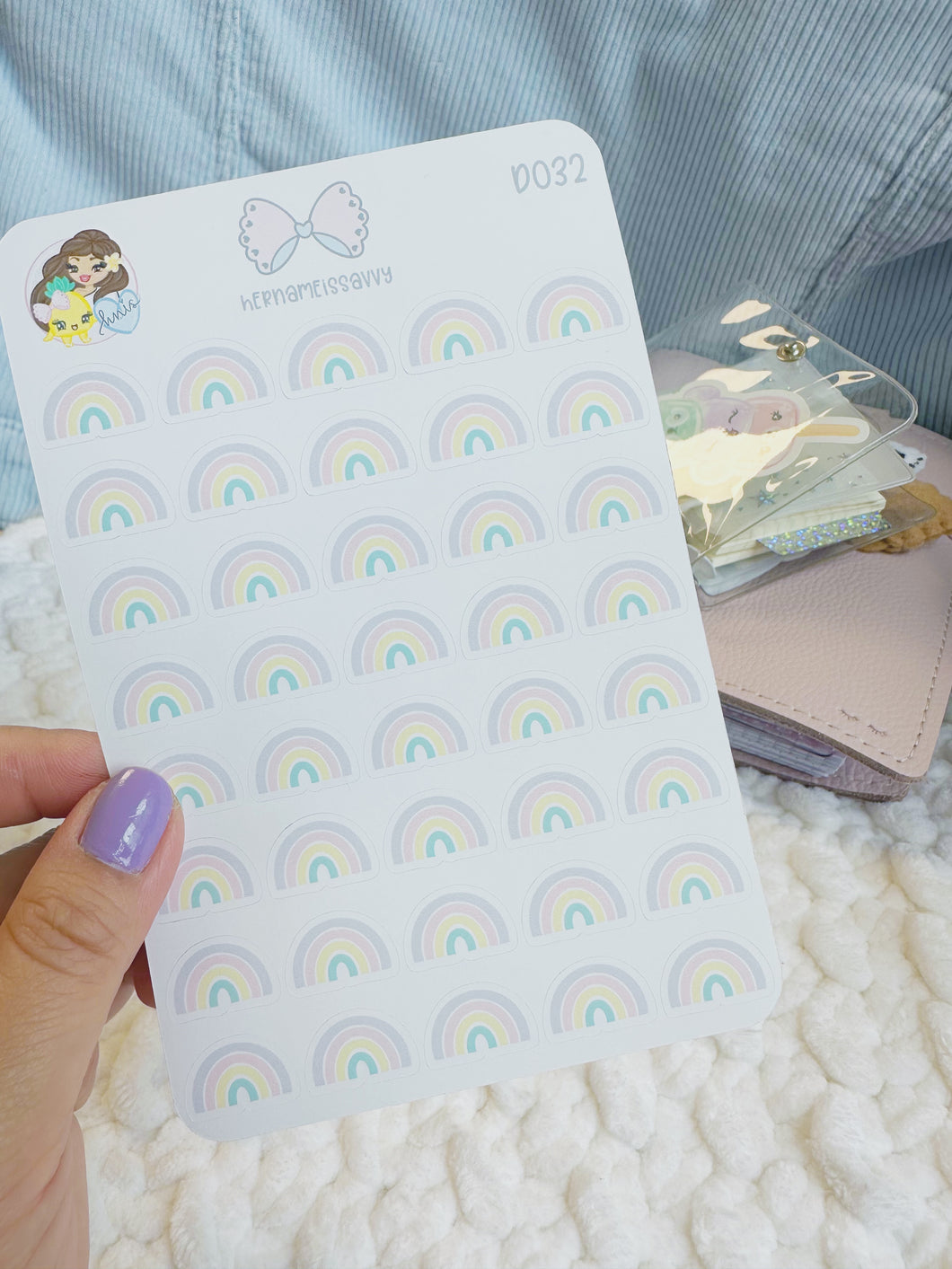 D032 - Purple Rainbows Sticker Sheet
