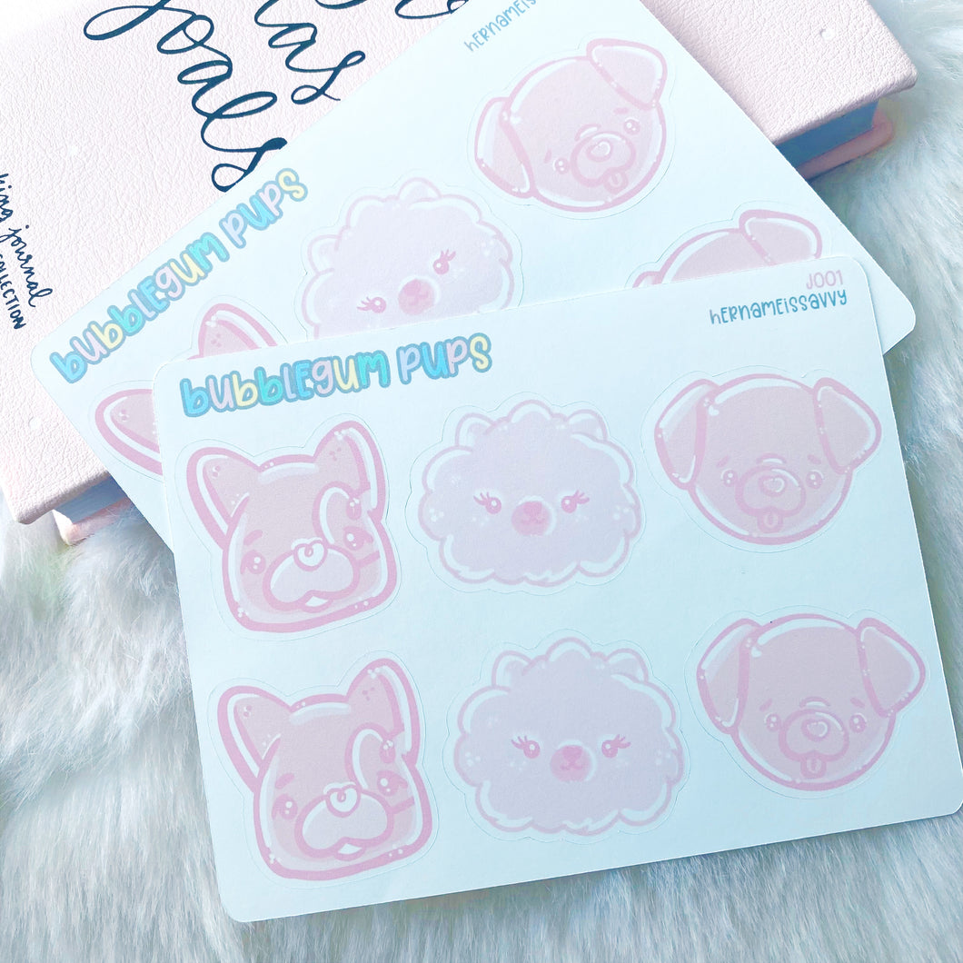 J001 - Puppy Bubble Note Strips Sticker Sheet